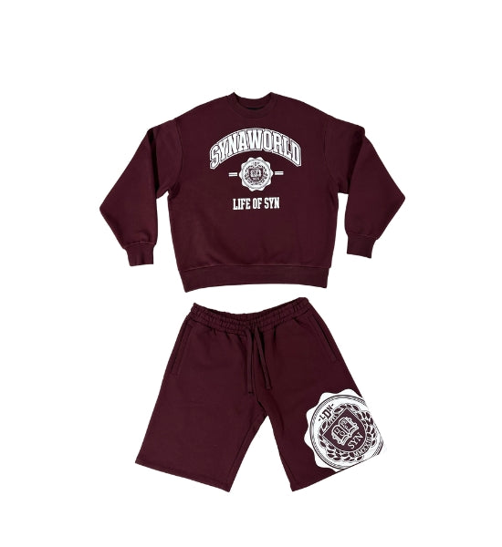 VARSITY CREW SHORT SET – BURGUNDY