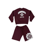 VARSITY CREW SHORT SET – BURGUNDY