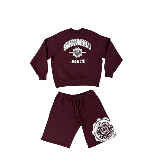 VARSITY CREW SHORT SET – BURGUNDY